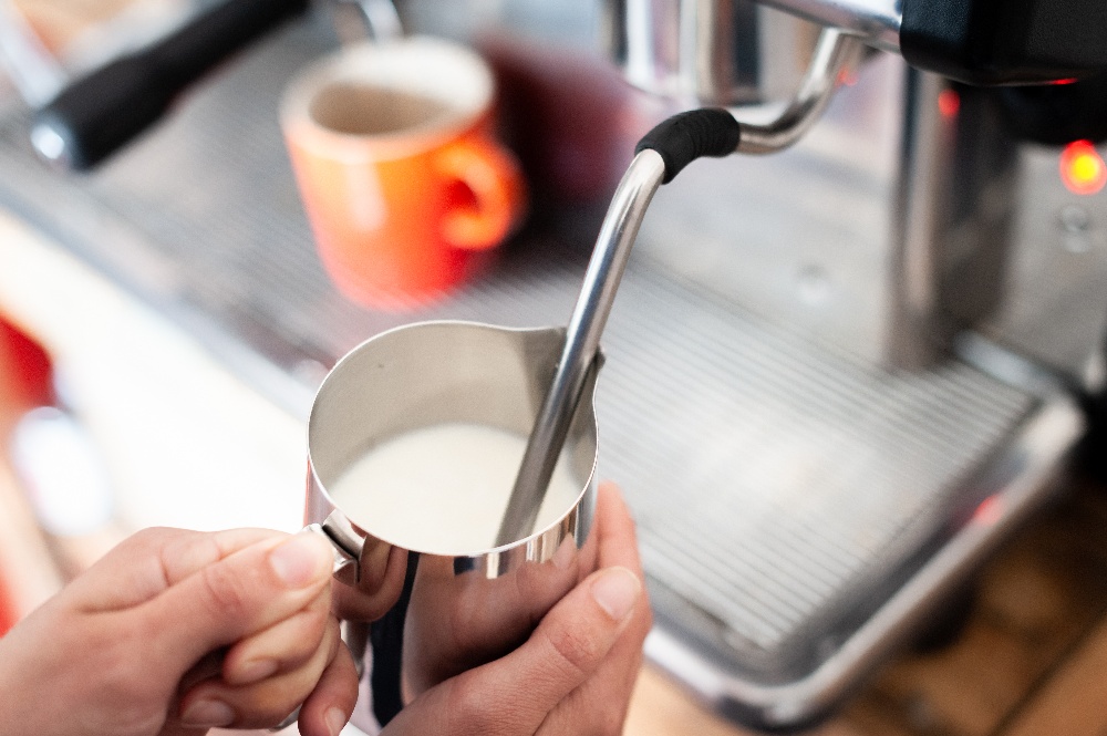 steaming milk using an espresso machine